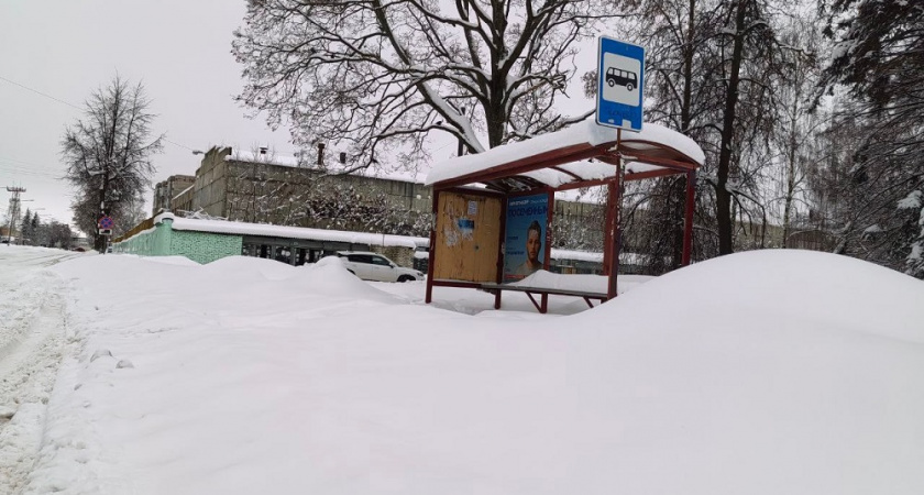 Снежные завалы на улицах Мурома