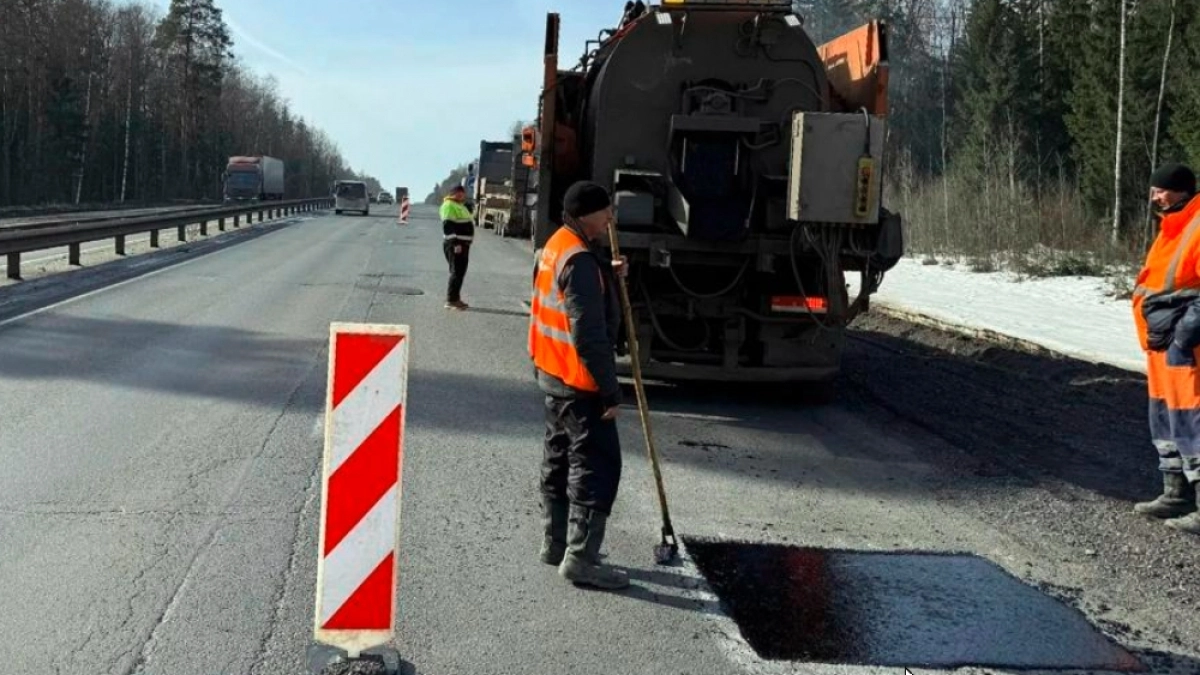 Дорожные работы на федеральной трассе во Владимирской области